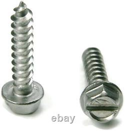 #10 Sheet Metal Screws Stainless Steel Slotted Hex Washer Head Select Size