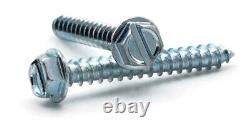 #10 Sheet Metal Screws Zinc Plated Steel Slotted Hex Washer Head Select Size