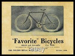 1906 Favorite Bicycles, Toledo NEW Metal Sign 24 x 30 USA STEEL XL Size 7 lb
