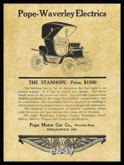 1907 Pope Stanhope Electric Car NEW Metal Sign 24x30 USA STEEL XL Size 7 lb