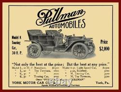 1910 Pullman Motor Cars, York, PA NEW Metal Sign 24x30 USA STEEL XL Size 7 lb