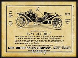 1911 Lion Motor Cars of Detroit NEW Metal Sign 24x30 USA STEEL XL Size 7 lb