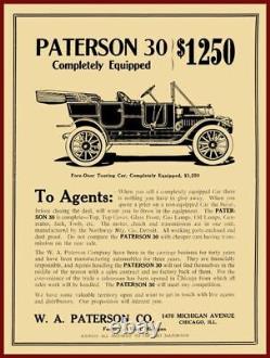 1912 Paterson Auto of Flint, MI NEW Metal Sign 24x30 USA STEEL XL Size 7 lb