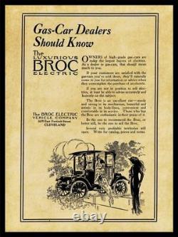 1913 Broc Electric Cars, Cleveland NEW Metal Sign 24x30 USA STEEL XL Size 7 lb