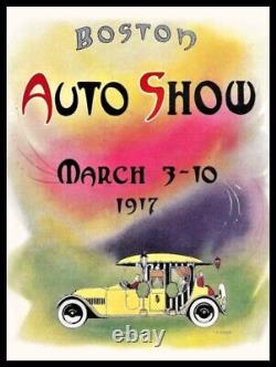 1917 Boston Auto Show Poster Style NEW Metal Sign 24x30 USA STEEL XL Size 7 lb