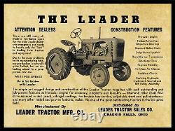 1946 Leader Tractors NEW Metal Sign 24x30 USA STEEL XL Size 7 lbs
