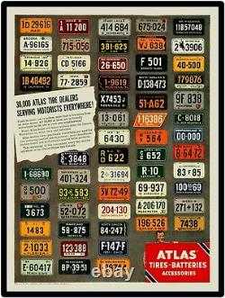 1951 Atlas Tires License Plate New Metal Sign 24 x 30 USA STEEL XL Size 7#
