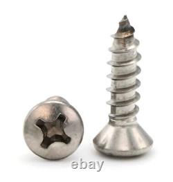 #4 Sheet Metal Screws 18-8 Stainless Steel Phillips Oval Head Select Size