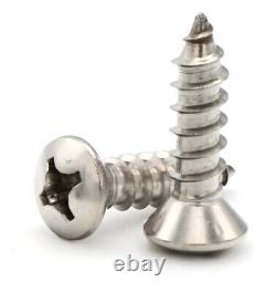#6 Sheet Metal Screws 316 Stainless Steel Phillips Oval Head Select Size