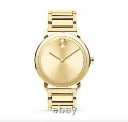 $795 Movado Bold 3600508 Ip Gold Stainless Steel Unisex Swiss Watch 40 MM New