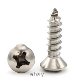 #8 Sheet Metal Screws 316 Stainless Steel Phillips Oval Head Select Size