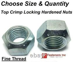 All Metal Top Crimping Cone Hex Lock Nut Grade 8/C Zinc FINE Choose Size & Qty