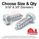 (all Sizes & Qty's) Indented Hex Head Self Tapping Sheet Metal Screws Zinc