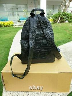 BLACK Real Crocodile Alligator leather skin backpack Shoulder Bags Travel Bags