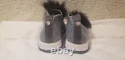BRAND NEW AUTHENTIC JIMMY CHOO NORWAY SNEAKERS WITH REAL FUR EU SIZE 38 silver