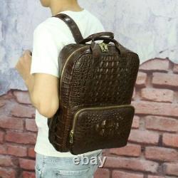 BROWN Real Crocodile Alligator leather skin backpack Shoulder Bags Travel Bags