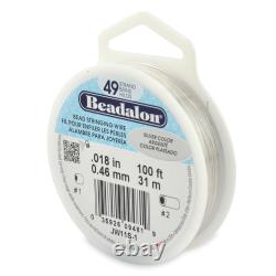 Beadalon 49 Strands Bead Stringing Wire Stainless Steel Many Colors & Sizes