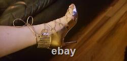 Brand New Authentic Jimmy Choo Womens Sandles Eu Size 37 gold leather