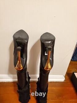 Brand new, GERARDINA DI MAGGIO Italian Gold Heel Leather Stiletto Boots Size 39