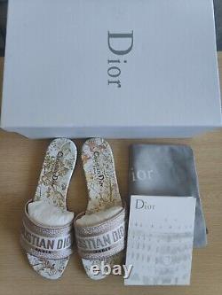 Christian Dior Dway Slide Sandals Gold Size 37 Brand New