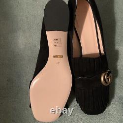 Gucci black Suede Shoes With Gold Logo Women's Size 42 (US 10) Brand New