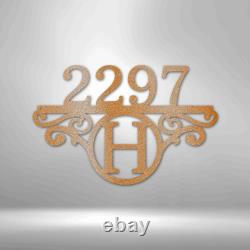 Initial Monogram Address Sign Steel Metal in 3 Colors & 4 Sizes