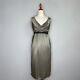 Lanvin Silk Sheath Dress Grey Steel Metal Size 34 Empire Waist Midi Dress