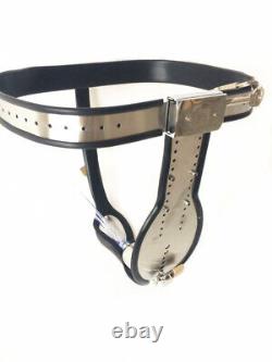 Male Steel Chastity Belt with Plugs Device Lock Metal Cage Adjustable Device