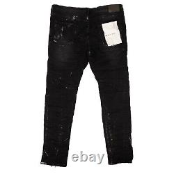 NWT PURPLE BRAND Black Wash Metallic Silver Jeans Size 33 $240