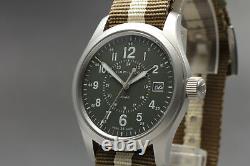 Near MINT Hamilton Khaki Field H682010 Men's Quartz Watch From JAPAN