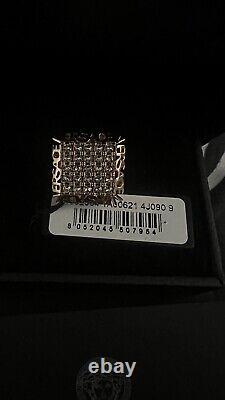 New AUTHENTIC VERSACE Logo CRYSTAL RING, ITALY GOLD BRAND MEDUSA JEWELLERY size9