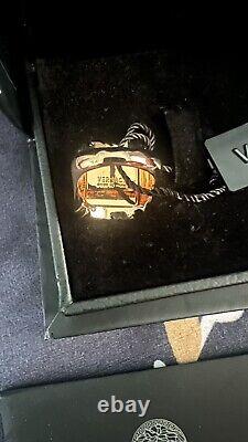 New AUTHENTIC VERSACE Logo CRYSTAL RING, ITALY GOLD BRAND MEDUSA JEWELLERY size9