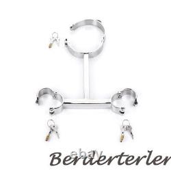 New Stainless Steel Metal Bondage Collar Handcuffs Slave Restraint for Man Woman