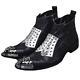 Pointy Toe Dress Studded Leather Men's Dress Steel Metal Ankle Boots Shoes