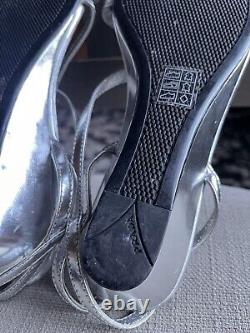 Prada Brand Silver Strappy Wedge Sandals Size 39/8.5