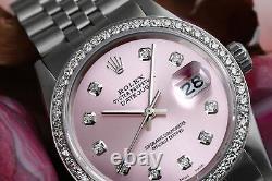 Rolex Datejust 36 mm Stainless Steel Wrist Watch Metallic Pink Diamond Dial