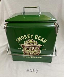 SMOKEY THE BEAR METAL 12-PACK SIZE COOLER With BUILT IN BOTTLE OPENER, BRAND NEW