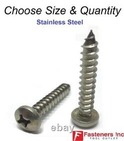 Sheet Metal Screws Stainless Steel Pan Head Phillips Drive (Choose Size & Qty)