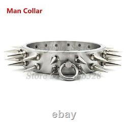 Slaver Binding Metal Lockable Stainless Steel Handcuffs Ankle Cuffs Collar Thorn