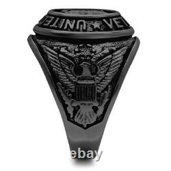 Steel United States Veteran Military Ring 14k Black Gold Finish Without Stone