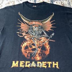 Vintage 200 Megadeth Thrash Metal Band T Shirt Size XL Faded Giant Brand Black
