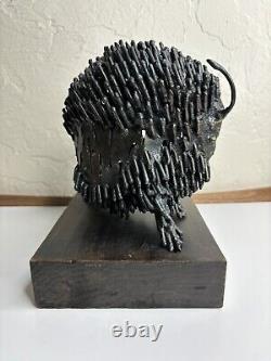 Vintage Stephen Burr Brutalist Abstract Steel Bull Sculpture