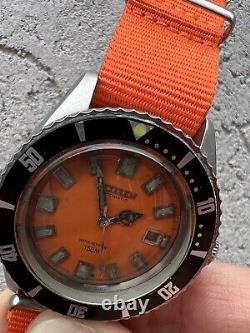 Vintage citizen diver challenger 150m orange dial 52-0110 41mm 1970's